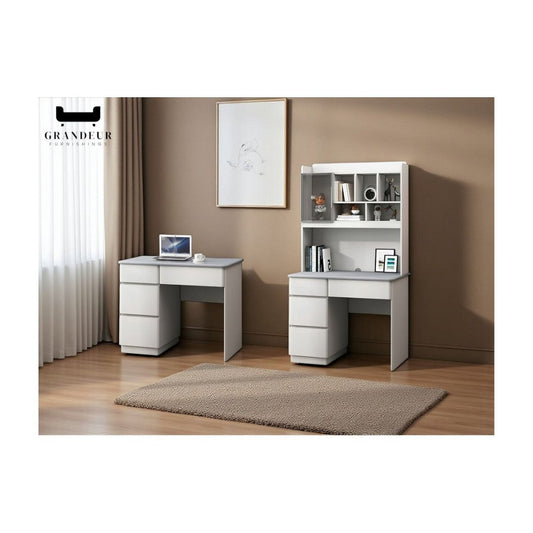 Grey Study Table with Storage & Stylish Design – Available in Compact and Shelved Options
