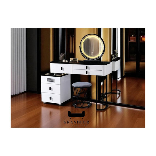 Modern Dressing Table with LED Light, Speaker and USB Charging