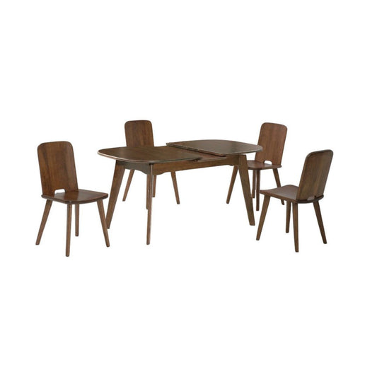 Solid Rubber Wood Dining Table Set with Extendable Table & Elegant Chairs and Bench 1+1+4