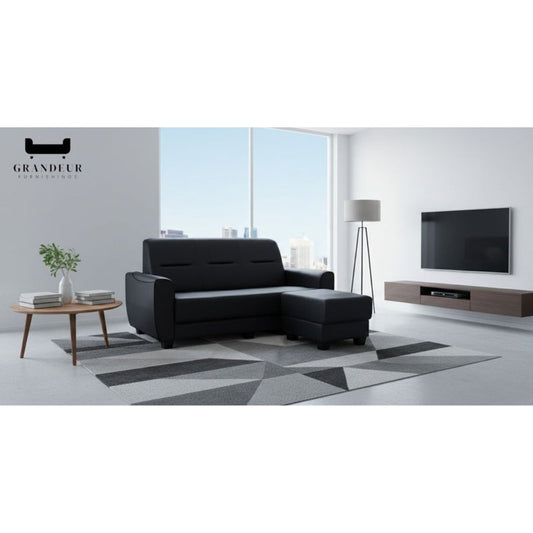 Sleek 3-Seater Sofa with Ottoman Foot Stool