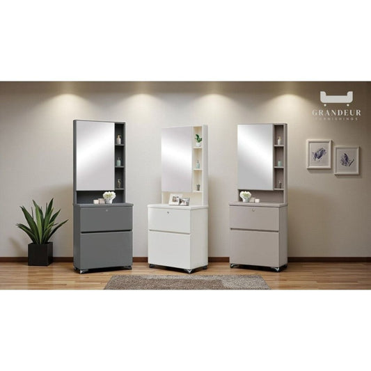 Dressing Table with Vanity Mirror & Storage Shelves Elegant Make Up Table