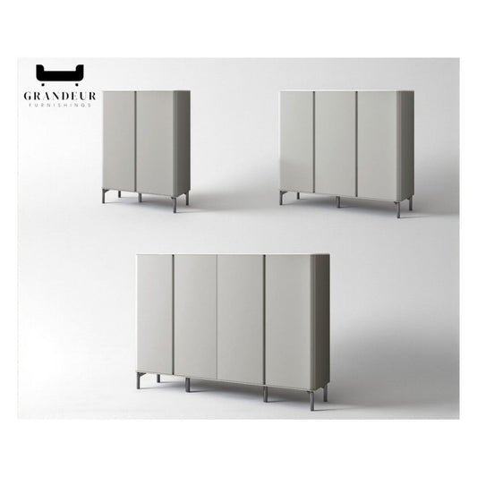 Modern Microcrystalline Glass Shoe Cabinet - Multiple Sizes in Light Grey