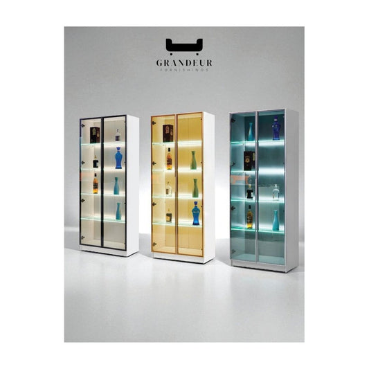 Modern LED Glass Display Cabinet with 5 Shelves