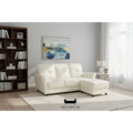 3 Seater Faux Leather Sofa with Ottoman Stool  - 3 Seater Couch Foot Stool Grandeur Furnishings
