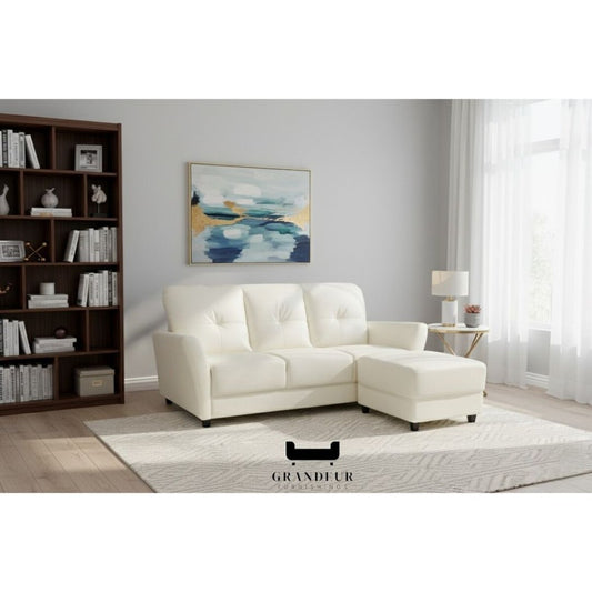 3 Seater Faux Leather Sofa with Ottoman Stool  - 3 Seater Couch Foot Stool