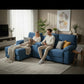 Montre Fabric L-Shape Sectional Sofa with Storage Console & Cup Holders