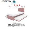 Pink Alvera pull-out bed with colour options and dimensions