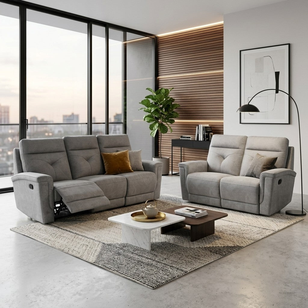 Cove Premium Fabric Recliner Sofa Set | Manual Reclining Living Room Couch (1, 2, & 3 Seater Options)