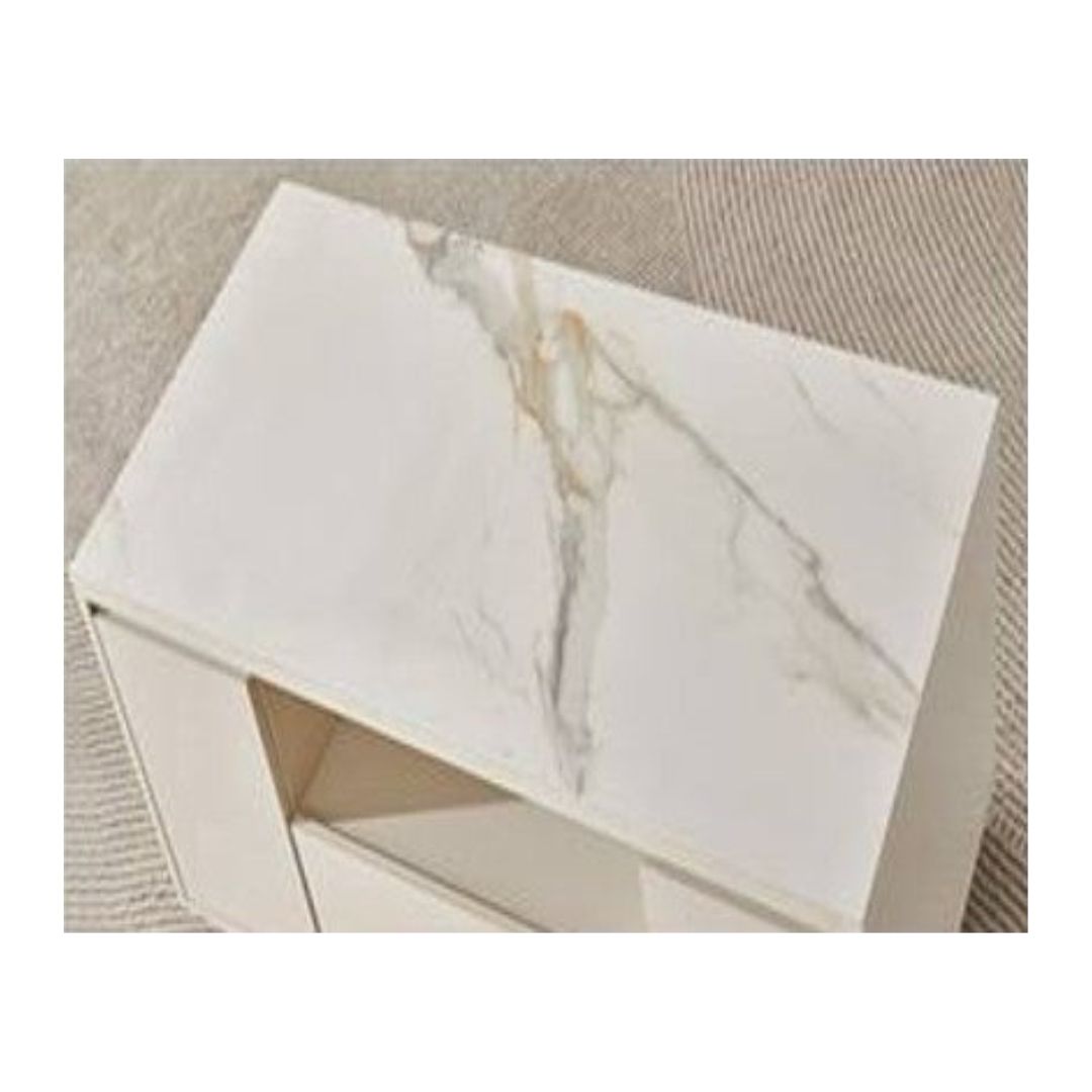 Modern Gloss Snow White Coffee Table with Off-White Storage