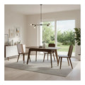 Solid Rubber Wood Dining Table Set with Extendable Table & Elegant Chairs and Bench 1+1+4 Grandeur Furnishings