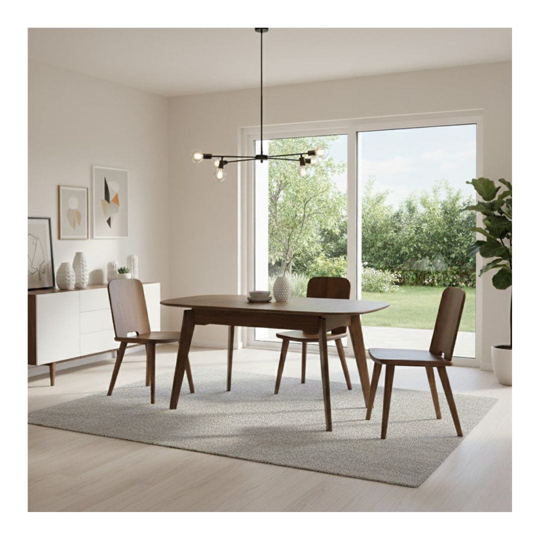 Solid Rubber Wood Dining Table Set with Extendable Table & Elegant Chairs and Bench 1+1+4