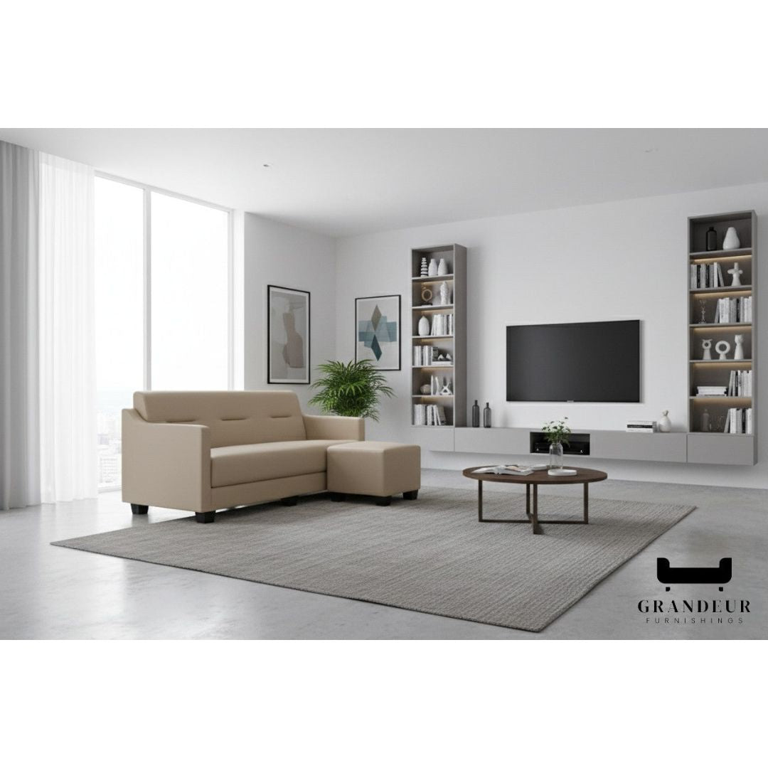 Modern 3 Seater Sofa with Ottoman Foot Stool