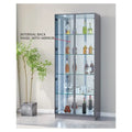 Glass Showcase Display Cabinet with LED & Mirror Back Grandeur Furnishings