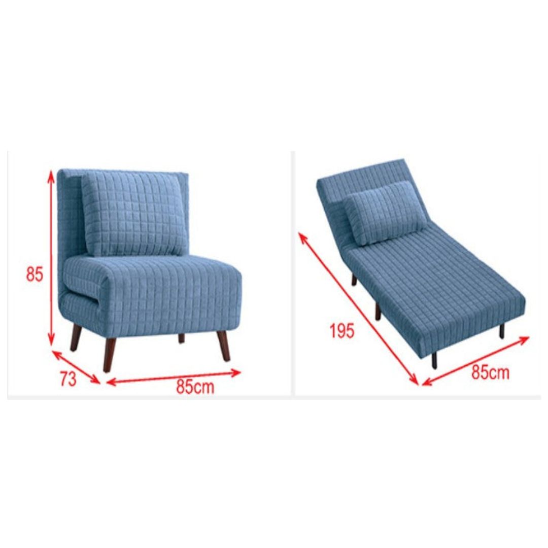 Compact Sofa Bed with Adjustable Backrest – Available in Blue