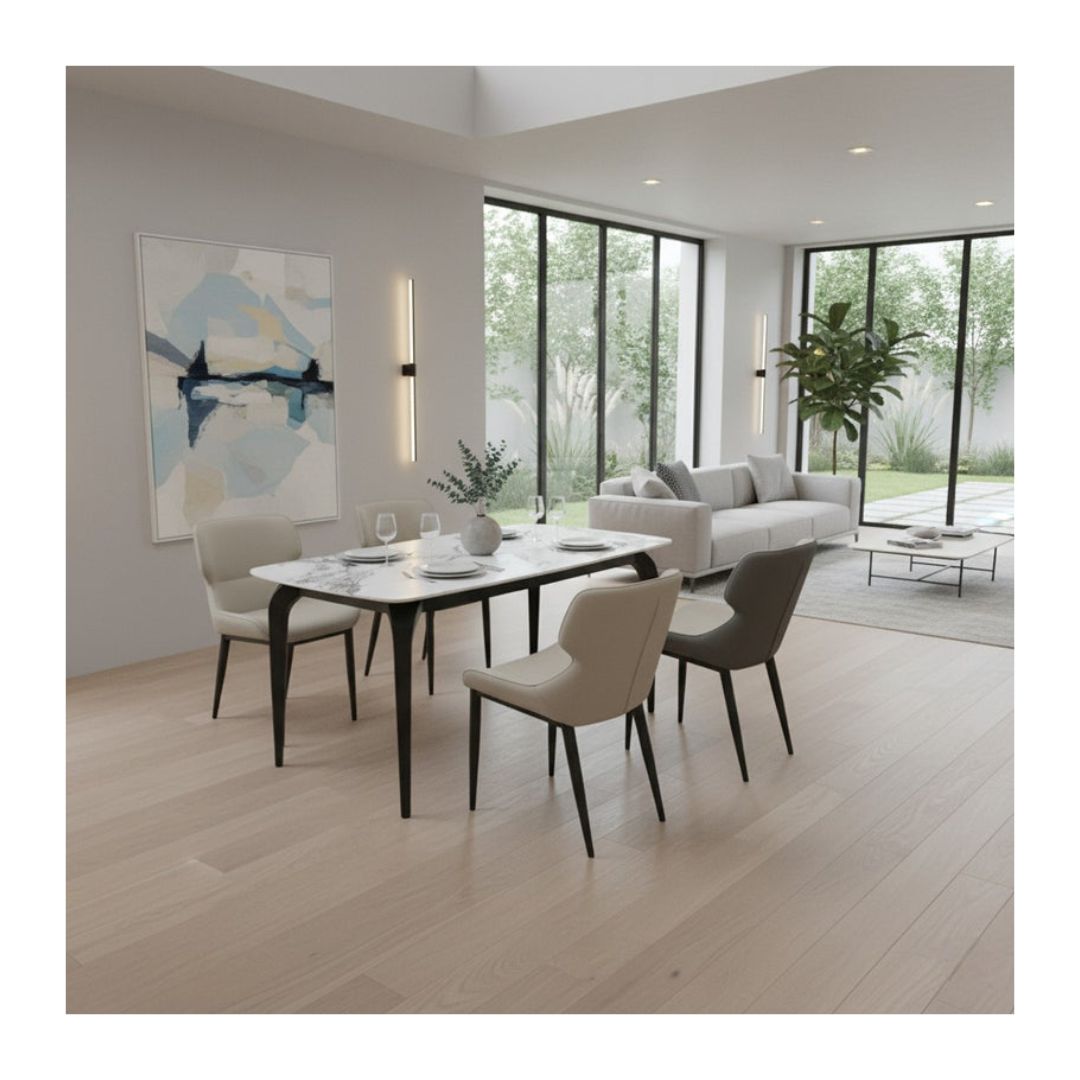 Sintered Stone Top Dining Table Set with Grey Chairs 1+4