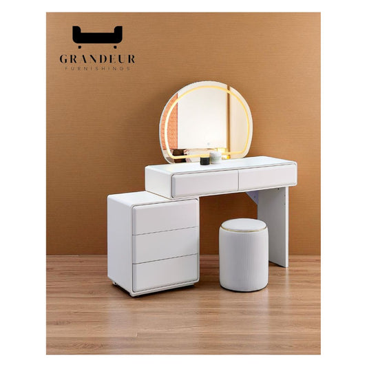 LED Vanity Mirror Dressing Table Set with Push-to-Open Drawers