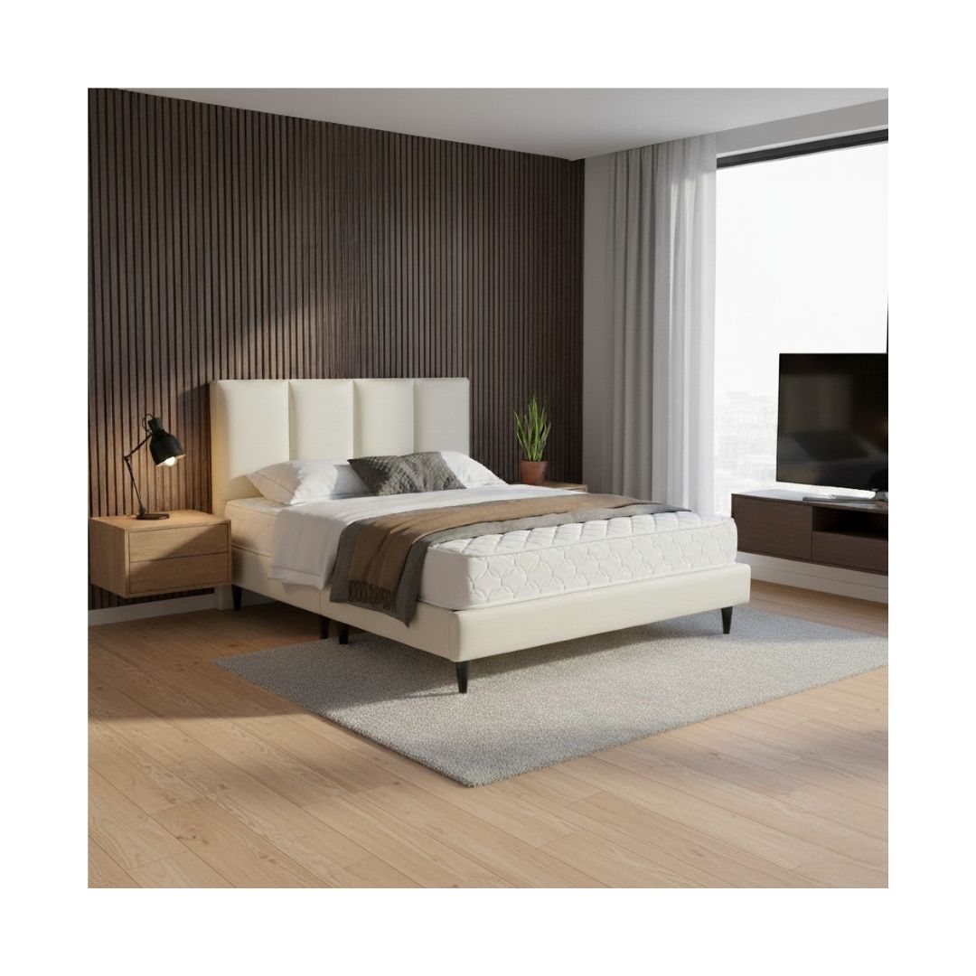 Modern Divan Bed with 8-Inch Foam Mattress | PU Leather Upholstered Bed Frame and Mattress Set