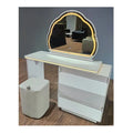 White dressing table with cloud-shaped mirror and right drawer unit