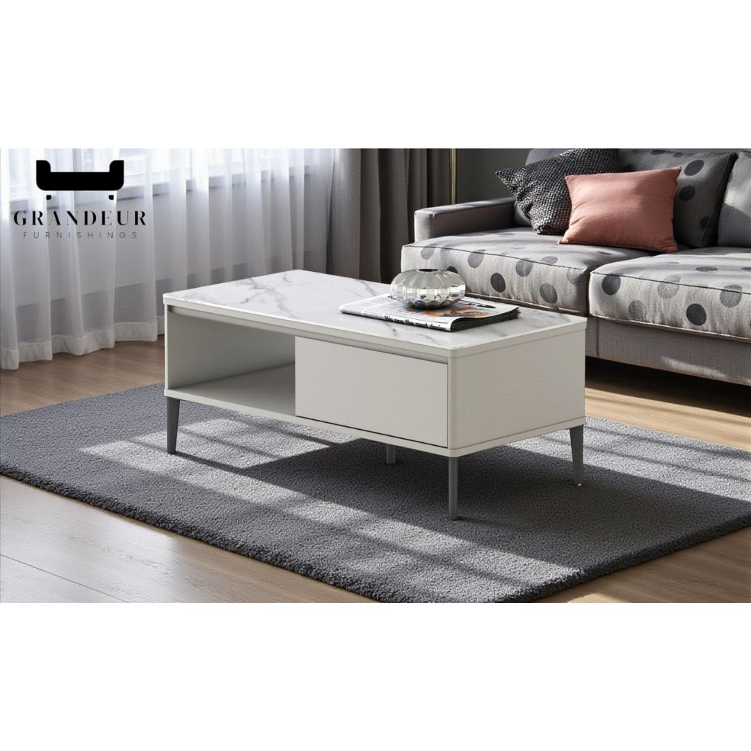 Contemporary Sintered Stone Coffee Table with Storage
