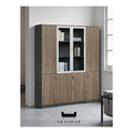Executive Modular Bookcase | Wood Grain Office Storage Book Cabinet with Lockable Doors Grandeur Furnishings
