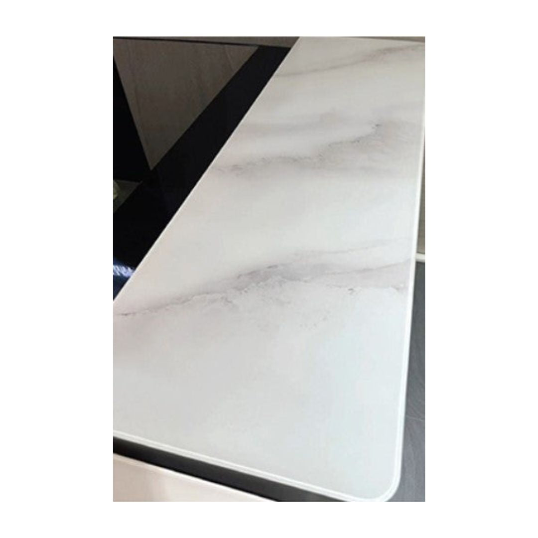 Contemporary Glass Side Cabinet with Elegant Storage Solution and Sintered Stone Top