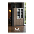 Executive Modular Bookcase | Wood Grain Office Storage Book Cabinet with Lockable Doors Grandeur Furnishings