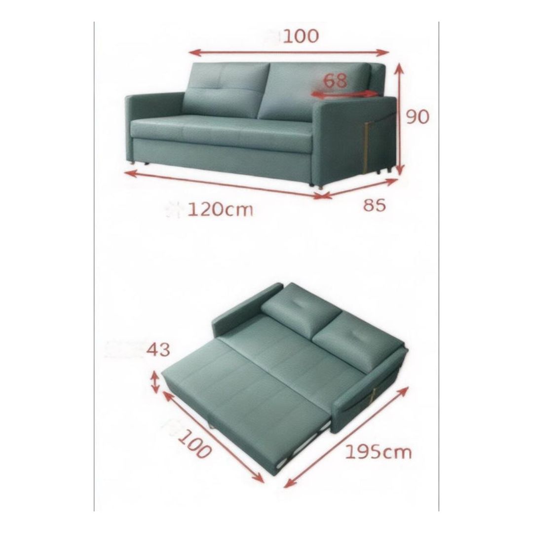 Versatile Sofa Bed with Gold Accents – Available in Blue, Teal, and Grey
