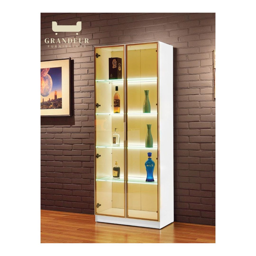 Modern LED Glass Display Cabinet with 5 Shelves