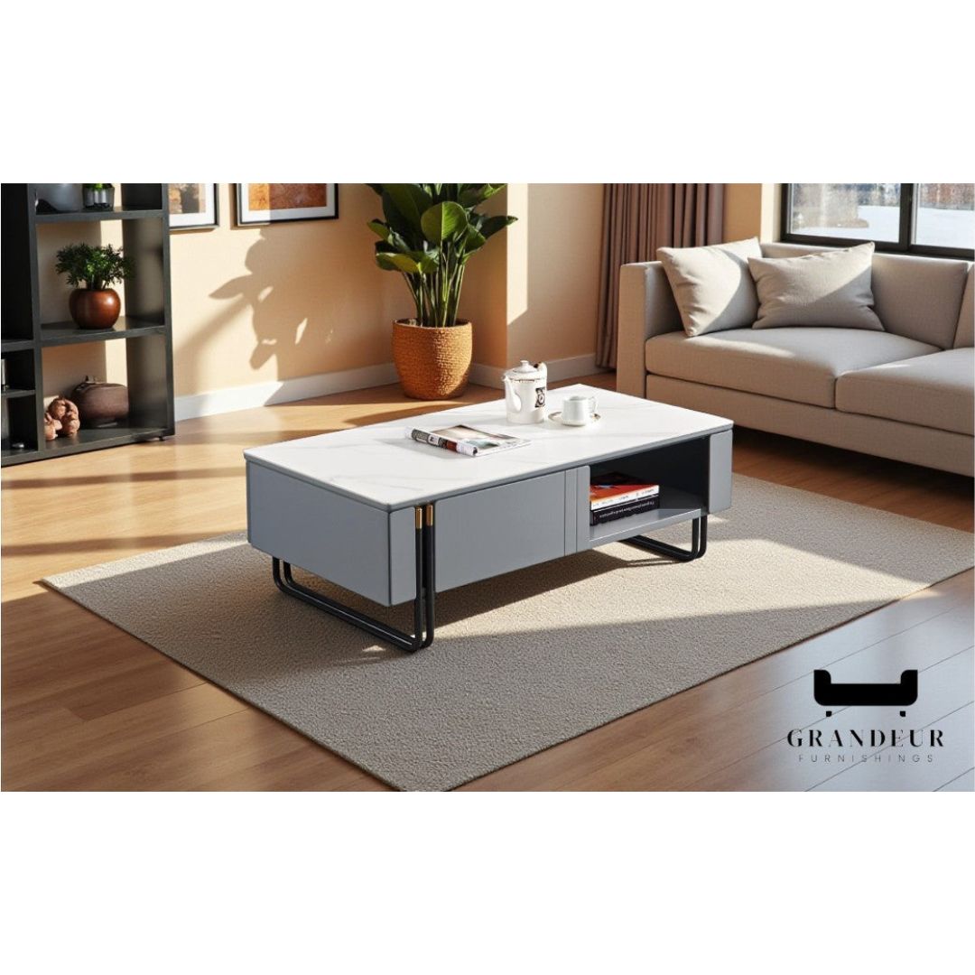 Contemporary Sintered Stone Coffee Table with Storage