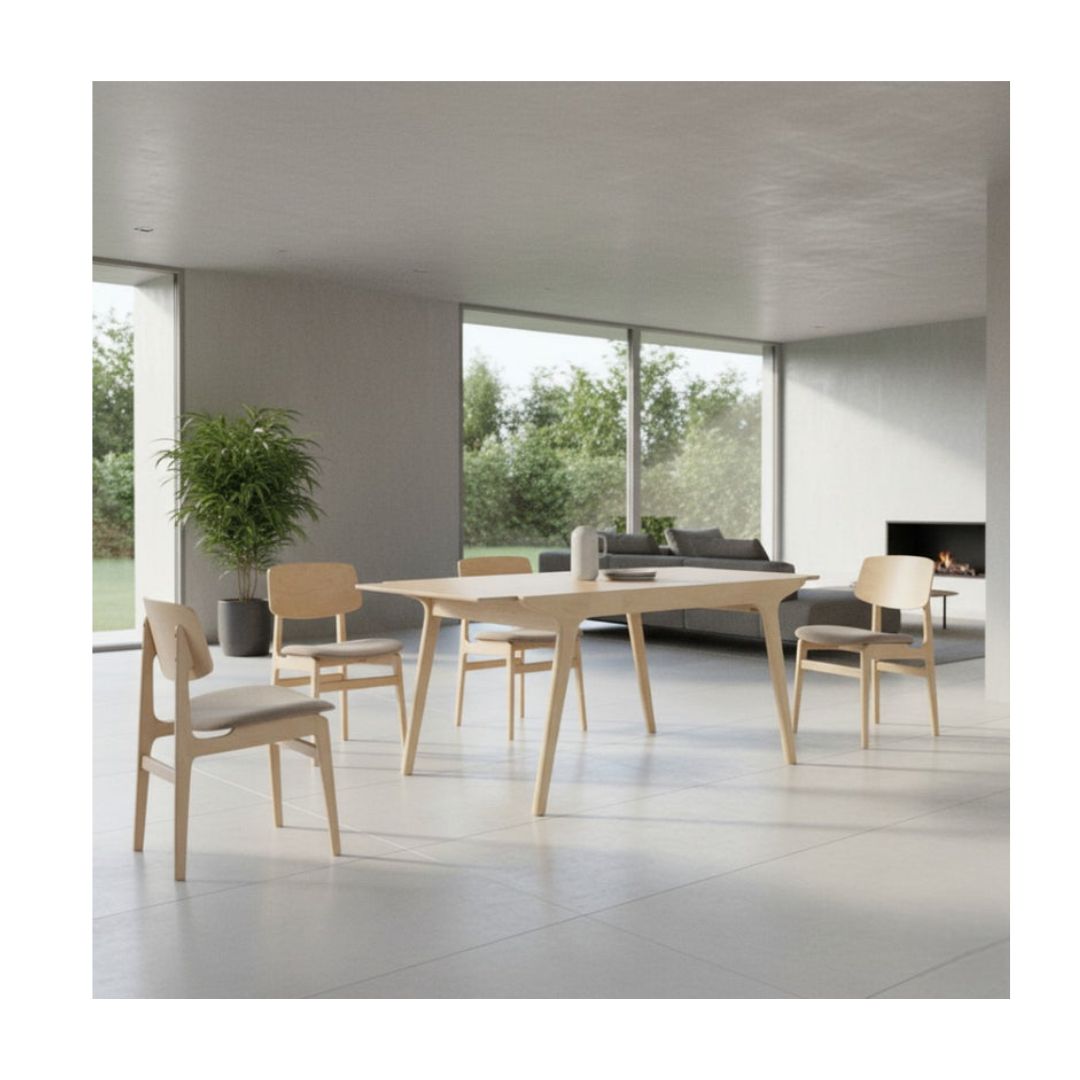 Nordic Wooden Extendable Dining Table With Solid Wood Legs 1+4 Chairs