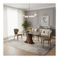 Elegant Marble Dining Table Set with Ash Wood Base & Leather Chairs 1+4