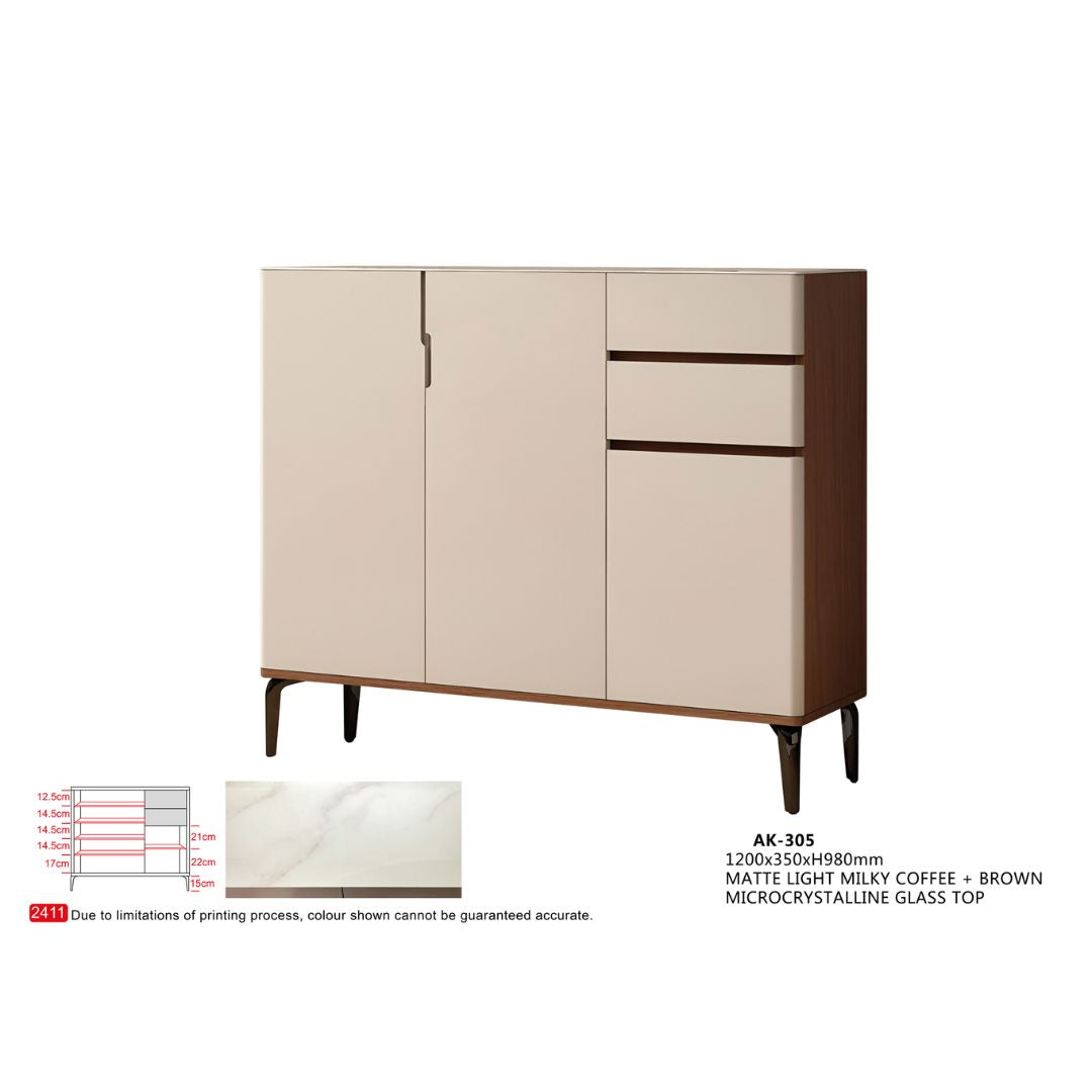Modern Shoe Cabinet with Microcrystalline Glass Top in Multiple Sizes