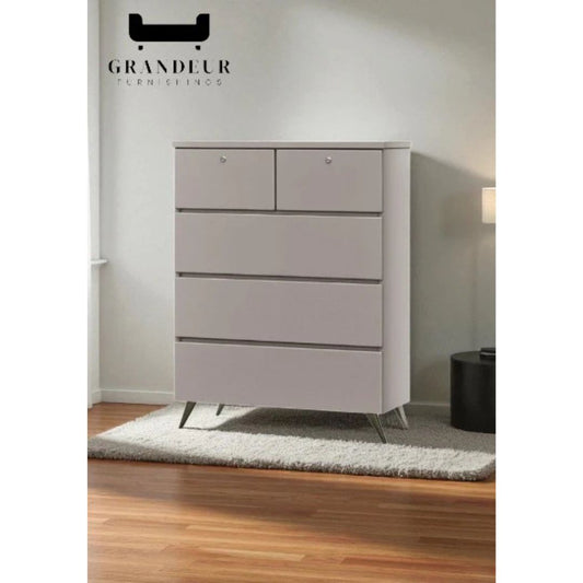 5-Drawer Storage Chest of Drawers in White, Champagne, or Dark Grey