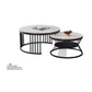 Nested Round Coffee Table with Sintered Stone Top and Black Metal Base