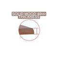 Wooden tabletop edge close-up with thickness callout