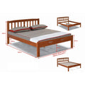 Wooden bed frame with dimensions and bare base inset