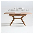 Wood dining table with central extension leaf raised and dimensions