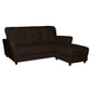 3 Seater Faux Leather Sofa with Ottoman Stool  - 3 Seater Couch Foot Stool Grandeur Furnishings