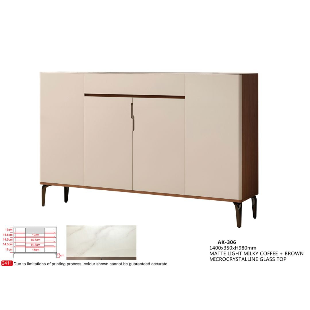 Modern Shoe Cabinet with Microcrystalline Glass Top in Multiple Sizes