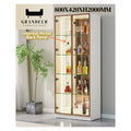 Glass Showcase Display Cabinet with LED & Mirror Back Grandeur Furnishings