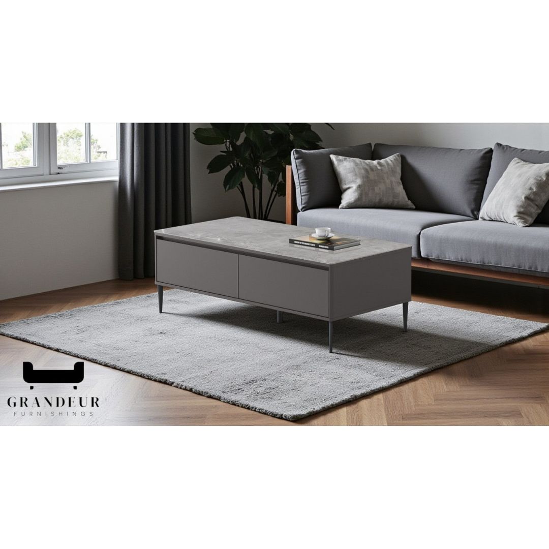Contemporary Sintered Stone Coffee Table with Storage