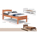 Wooden bed frame finishes with pull-out trundle and dimensions