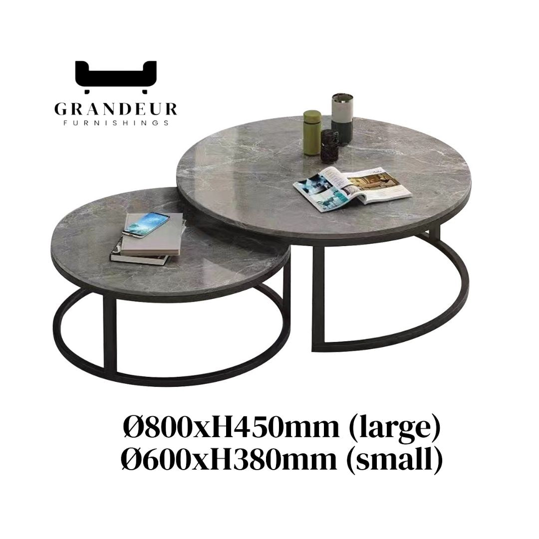 Dual-Layered Sintered Stone Coffee Table - White & Black Gloss Finish