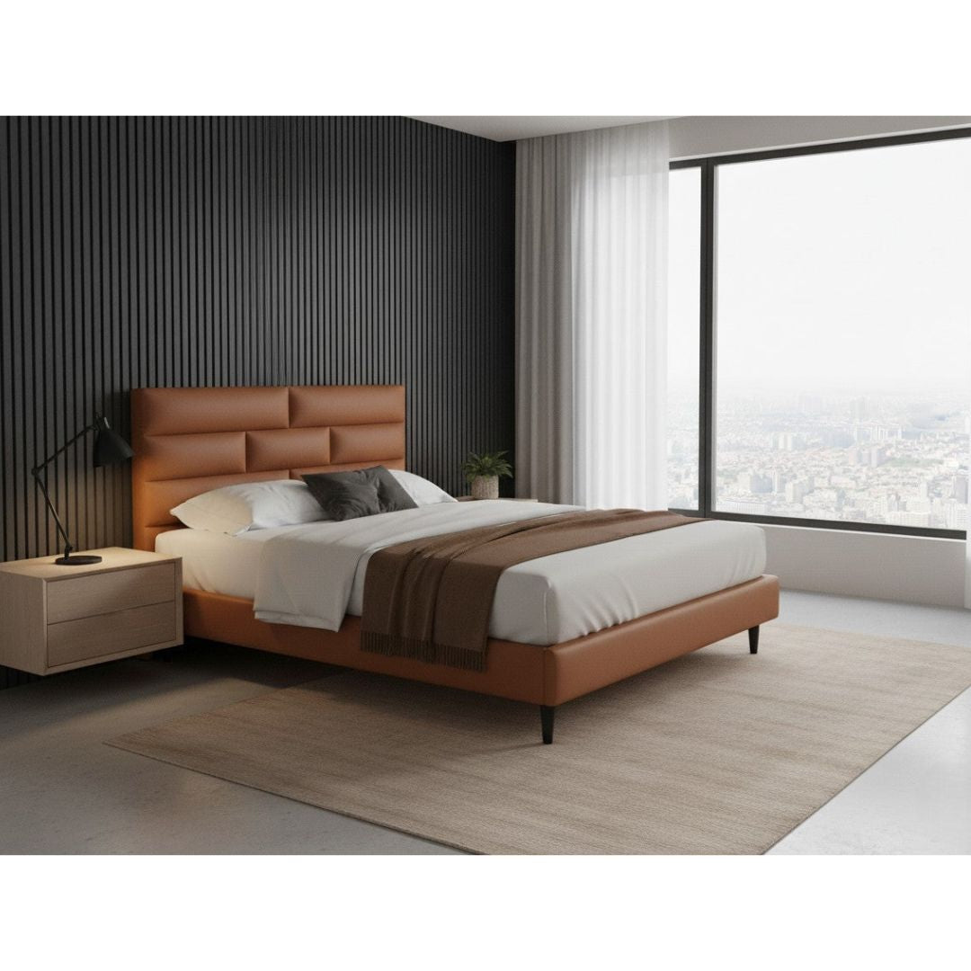 Modern Divan Bed with 8-Inch Foam Mattress | PU Leather Upholstered Bed Frame and Mattress Set