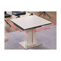 Pale pedestal dining tabletop with extension dimensions