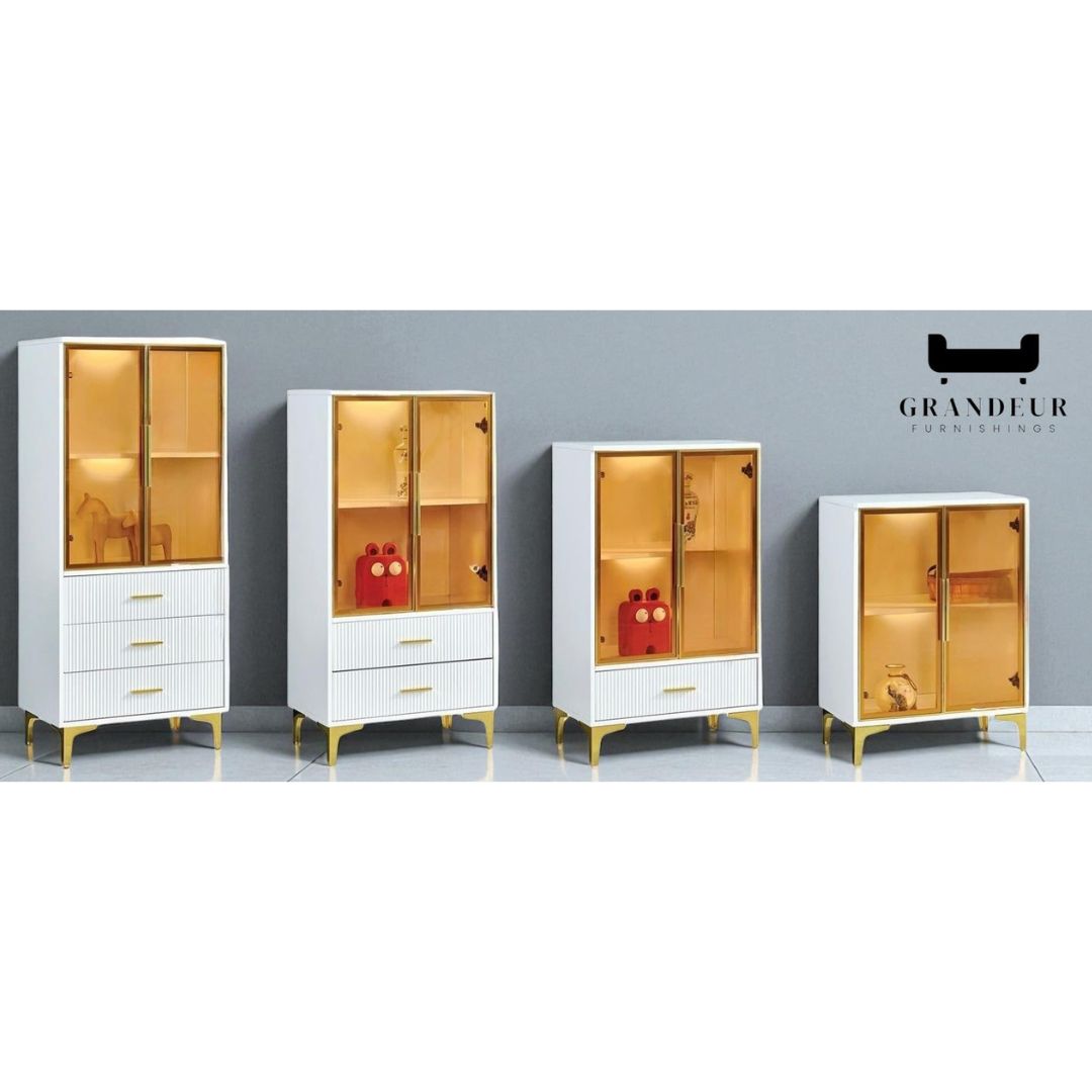 Elegant Glass Side Cabinet – Available in Four Sizes