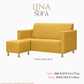 LINA Fabric Sofa with Ottoman Stool | Modern Minimalist Couch with Footrest | Compact Living Room Furniture L-Shape Flexible Layout Grandeur Furnishings