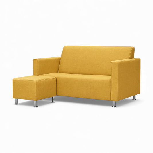 LINA Fabric Sofa with Ottoman Stool | Modern Minimalist Couch with Footrest | Compact Living Room Furniture L-Shape Flexible Layout