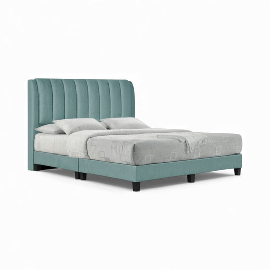 Elyssia Premium Divan Bed Frame | Moisture-Proof Fabric | Vertical Channel Tufted Headboard | Sturdy Legs