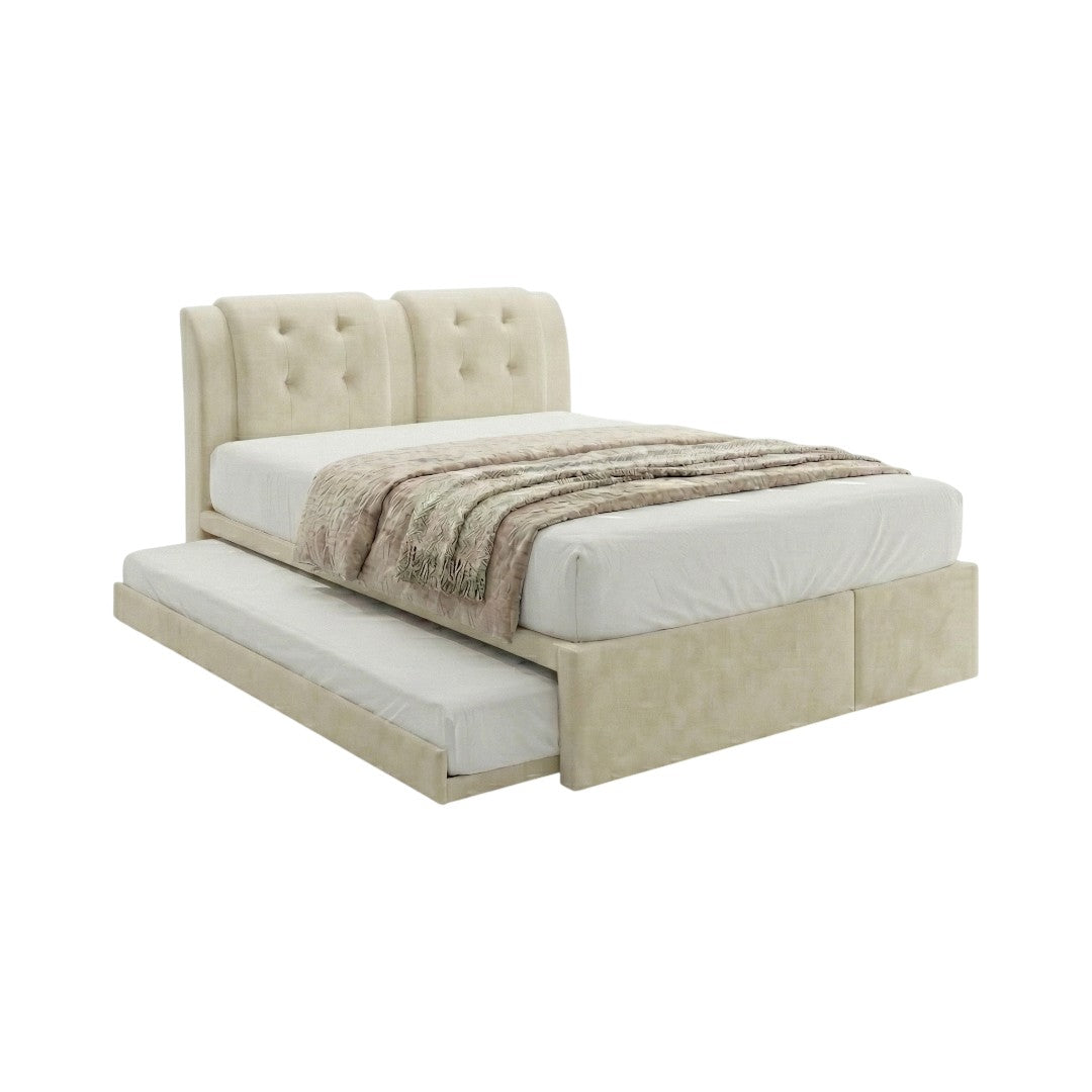 Aveline 2-in-1 Bed Frame (Queen/King) with Pull Out Trundle + 2 Drawers